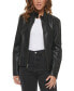 Faux-Leather Latch Collar Lined Moto Racer Jacket