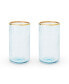 Aqua Bubble Gold Rim Glass Tumblers, Set of 2, 16 Oz