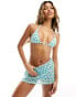 Фото #2 товара The Frolic retro heart print mini mesh sarong in blue and green