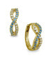 ფოტო #1 პროდუქტის White and Blue Cubic Zirconia Infinity Huggie Hoop Earrings in Sterling Silver