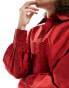 Фото #4 товара ASOS DESIGN regular shirt with blouson sleeve in taffeta in red