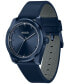 ფოტო #2 პროდუქტის Men's Bright Quartz Blue Leather Watch 42mm