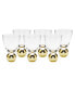Small Wine Glasses on Gold Ball Pedestal, Set of 6
