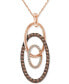 Фото #1 товара Chocolate Diamond & Vanilla Diamond Interlocking Ovals 18" Pendant Necklace (1/2 ct. t.w.) in 14k Rose Gold