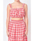 Women's Plaid Ruched Thick Strap Bandeau