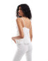 Фото #2 товара ASOS DESIGN cotton ruffle split front cami top in ivory