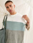 ASOS DESIGN oversized t-shirt in green colour block in towelling