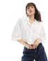 ONLY lightweight cropped boxy shirt in white Бежевый, XS - EU 34 - фото #2