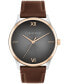 ფოტო #1 პროდუქტის Men's Ascend Brown Leather Strap Watch 43mm