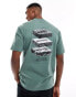 Фото #1 товара BOSS Orange geological relaxed fit t-shirt in green with chest and back print