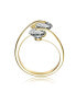 Фото #2 товара Modern Sterling Silver 14K Gold Plated with Double Clear Cubic Zirconia Bypass Ring