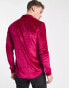 Фото #4 товара ASOS DESIGN skinny velvet shirt in bright pink