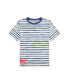 Big Boys Striped Crab-Print Cotton Pocket Tee