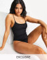 South Beach Exclusive scoop crinkle swimsuit in black