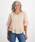 Фото #2 товара Petite Flower Bunch On/Off-Shoulder Knit Top, Created for Macy's