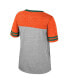 ფოტო #2 პროდუქტის Women's Heather Gray Miami Hurricanes Kate Color block Notch Neck T-Shirt