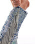 Фото #8 товара Azalea Wang Domingo western fringe embellished knee boots in denim