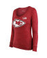 ფოტო #3 პროდუქტის Women's Threads Patrick Mahomes Red Kansas City Chiefs Super Bowl LVIII Scoop Name and Number Tri-Blend Long Sleeve T-shirt