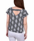 Petite Size Short Flutter Sleeve Top with Studded Neckline