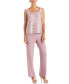 Petite 3-Pc. Sequined-Lace Jacket, Top & Pants