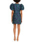 Фото #2 товара Women's Jacquard Puff-Sleeve Mini Dress