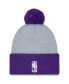 Фото #2 товара Men's Purple, Gray Los Angeles Lakers Tip-Off Two-Tone Cuffed Knit Hat with Pom