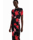 ფოტო #2 პროდუქტის Women's Ribbed floral midi dress