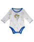 Newborn Infant Boys and Girls White, Royal Los Angeles Rams Dream Team Onesie Pants Hat Set