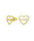 ფოტო #1 პროდუქტის Petite Minimalist14K Yellow Gold Word Symbol Of Love Heart Shape Stud Earring For Women Secure Screw back