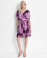 ფოტო #1 პროდუქტის Women's Printed Ruched-Waist Blouson-Sleeve Dress