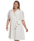 Plus Size Puff-Sleeve Tie-Waist Fit & Flare