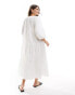 & Other Stories midaxi smock dress with bow bodice detail and volume sleeves in white