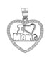 Silver heart pendant with zircons I Love Mama P0000837