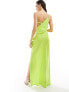 ASOS DESIGN satin asymmetric maxi dress with open back detail in lime green