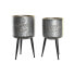 Set of pots DKD Home Decor Black Grey Metallic Metal Loft 25 x 25 x 46 cm