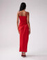 ASOS DESIGN satin cami midi dress with drape skirt in red