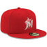 Фото #4 товара Men's Red Miami Marlins Logo White 59FIFTY Fitted Hat