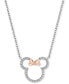 ფოტო #1 პროდუქტის Diamond Minnie Mouse Silhouette Pendant Necklace (1/5 ct. t.w.) in Sterling Silver & Rose Gold-Plate, 15-3/4" + 2" extender