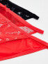 New Look 3 pack 'amour' mixed print bikini briefs