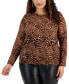 Plus Size Animal-Print Mesh Top, Created for Macy's