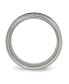 Titanium Blue and White Carbon Fiber Inlay Wedding Band Ring