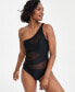 Фото #2 товара Women's One-Shoulder Mesh Cutout Swimsuit, Created for Macy's