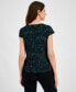 ფოტო #2 პროდუქტის Women's Printed Cowl-Neck Short-Sleeve Top