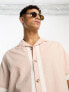 Фото #2 товара ASOS DESIGN relaxed revere shirt in linen mix with panelling in pink