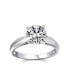 Timeless Promise 2.75-3CT AAA CZ Round Brilliant Cut Solitaire Engagement Ring For Women Plain Thin Band .925 Sterling Silver