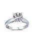 ფოტო #1 პროდუქტის Traditional Etoile 3CTW Round Solitaire 6 Prong CZ Promise Anniversary Band Ring Set for Women Yellow 14KGold Plated.925 Sterling Silver