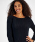 Фото #3 товара Women's Cable Knit Cotton Boat Neck Sweater