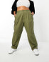 Фото #2 товара River Island Plus straight leg cargo trousers in khaki