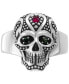 ფოტო #2 პროდუქტის EFFY® Men's Ruby (1/10 ct. t.w.) & Diamond Accent Skull Ring in Sterling Silver