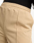 Vila Petite casual wide leg trousers with tie waist in camel